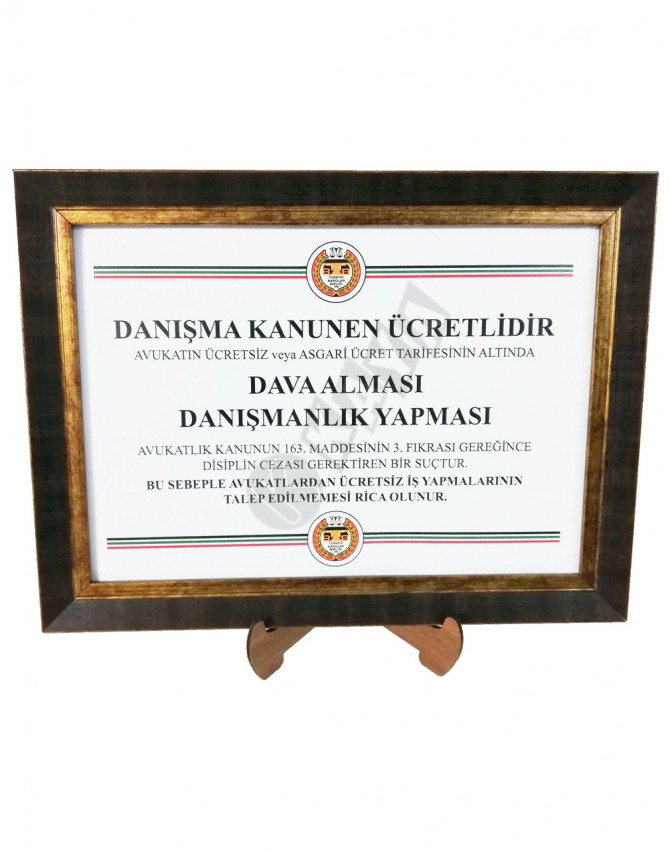 Avukat Danışma Ücreti Tabelası 25x35 cm 5 Adet